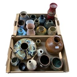 Studio and other pottery including Dersingham, Wade Heath etc in two boxes