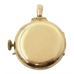 Early 20th century 15ct gold ladies manual wind fob watch, with diamond set bezel, London import marks 1911