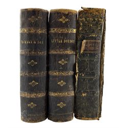 Charles Dickens - Dombey and Son with illustrations by H.K.Browne, 1st edition 1848,  Little Dorrit with illustrations by H.K.Browne, 1st edition 1857 and  Martin Chuzzlewit, probably a 1st but title pages missing, uniformly bound in half calf and marbled boards (3)