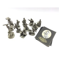 Set of twelve Franklin Mint pewter 'Cries of London' figures by John Pinches with certificates