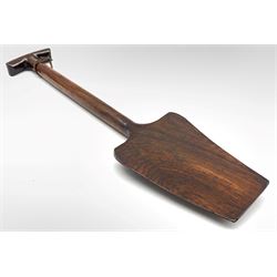 19th Century rosewood spade with tapering blade and 'T' handle L56cm