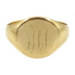 18ct gold monogrammed signet ring, hallmarked, approx 5.9gm