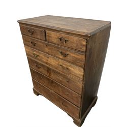 19th century and later oak chest of drawers, two short drawers over five graduated drawers W98cm, H129cm, D50cm