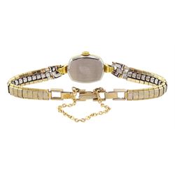 Omega ladies gold-plated and stainless steel manual wind wristwatch, silvered dial with baton markers, on a later gilt stainless steel bracelet