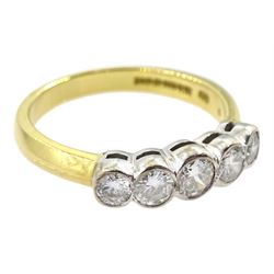 18ct gold five stone round brilliant cut diamond ring, hallmarked, total diamond weight approx 0.40 carat