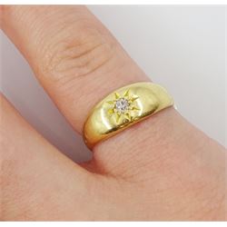 Victorian gold gypsy set single stone old cut diamond ring, stamped 18ct