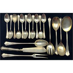 Quantity of German 800 standard silver cutlery by Dreyfuss all initialled 'R' comprising ten tea spoons, various table and serving spoons etc (22) approx 33oz