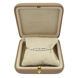 18ct white gold baguette and round brilliant cut diamond sliding bangle, hallmarked