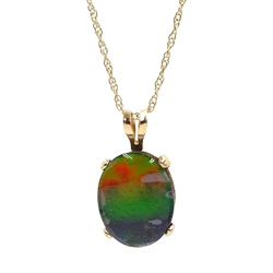 Gold opal triplet pendant necklace, stamped 14K