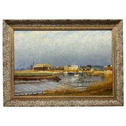 John Burton (Northern British 20th century): 'Low Tide - Brough Haven', oil on board signed and dated 1972, 50cm x 74cm
Provenance: Guildhall Gallery label verso