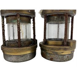 Four steel and brass miners lamps, by Wolf Safety Lamp Co William Morris Ltd, Sheffield, type FS, PO 1976 x3 and 1979