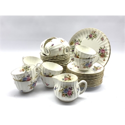 Royal Worcester Roanoke pattern tea set comprising twelve cups and saucers, twelve plates, two bread and butter plates and a milk jug