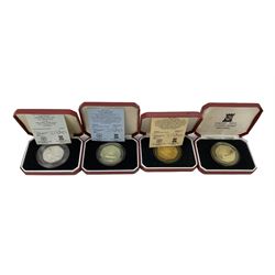 Four Pobjoy Mint Isle of Man silver proof fifty pence coins, comprising 1979 'Millenium Year' with edge inscribed' 1979 'Millenium Year' plain edge, 1980 'Christmas', all cased with certificates and 1979 'Millenium Year' with edge inscribed, cased without certificate