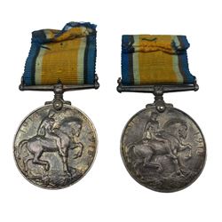 Two WWII War medals, named to '15502D A W CARDNG DH RNR' and '37369 PTE J CARDNG MGC'