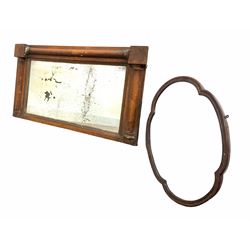 19th century walnut framed wall hanging mirror (75cm x 45cm) together with another 19th century mahogany framed dressing table mirror of lobed form (74cm x 55cm)