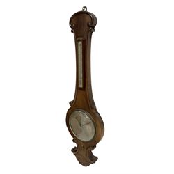 Late Victorian mercury barometer c1890, mahogany scroll design case, mercury tube intact and mercury present.