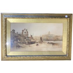 Paul Marny (French/British 1829-1914): 'Burloigne Castle', watercolour signed, housed in ornate gilt frame 49cm x 88cm