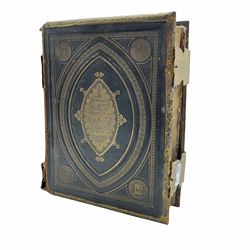 Browns self interpreting family bible published by Brooks and Pirt with leather boards and brass clasps
