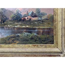 A Ramus aka Francis E Jamieson (British 1895-1950): Highland Loch Landscape, oil on board signed 20cm x 55cm