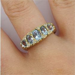9ct gold blue topaz and diamond ring, hallmarked