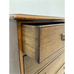 19th century oak chest of drawers, the rectangular top with moulded edge over two short and three long graduated drawers, raised on bracket supports 