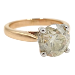 18ct rose gold round brilliant cut diamond ring hallmarked, diamond 3.50 carat