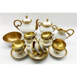 Venezia tea set by Rigo & Co decorated in gilt comprising eleven cups, twelve saucers, tea pot, milk jug, slop bowl and sucrier and cover