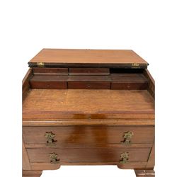 Shoolbred & Co - mahogany slope desk, with leather inset slope, opening to reveal five small drawers over two long, raised on cabriole supports 