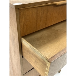 Mid 20th century teak chest fitted with fitted with five graduated drawers, raised on square tapered supports 