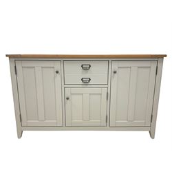 Painted dresser with oak top, fitted with one drawer and three cupboards
