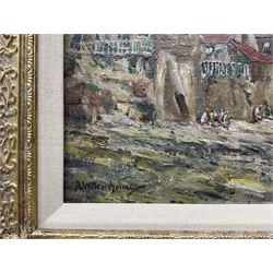 Arthur W Newsholme (British 1920-): 'Robin Hood's Bay', oil on canvas board signed, titled verso 19cm x 32cm