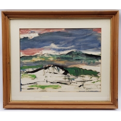 Stanislaw Frenkiel (Polish/British 1918-2001): Abstract Landscape, gouache on paper signed and dated '73?, 39cm x 50cm