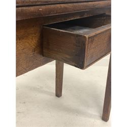 19th century mahogany fold over tea table, with single frieze drawer, raised on square tapered supports, (W92cm) together with a 19th century toilet swing mirror 