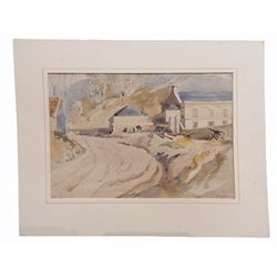 E Sudgen (British 20th century): Country Lane, impressionist watercolour signed together with English School (20th century): 'Oban Scotland' watercolour indistinctly signed and dated 1954 max 25cm x 35cm (2)