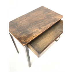 George III mahogany side table, rectangular top over single drawer with scratch mould, on square supports with inner chamfer, W69cm, H71cm, D40cm