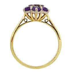 18ct gold amethyst and diamond cluster ring