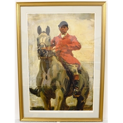 After Lionel Edwards (British 1878-1966): 'Hunting Countries', colour print signed in pencil with blindstamp; After Gilbert Holiday (British 1879-1937): 'Love in the Mist', limited edition print no.97/500; After Sir Alfred Munnings (British 1878-1959): 'Ned Osborne on Grey Tick', colour print, max 78cm x 52cm (3)