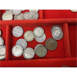 Great British and World coins, including pre-decimal coinage, commemorative crowns, various pre 1947 silver threepence pieces, Jersey 1966 two crown cased set etc,