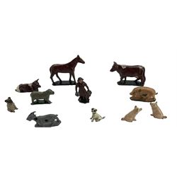 Collection of miniature cold painted bronze farm and wild animals, birds etc. miniature Illustrated Bible and two miniature Royal Family photograph albums  