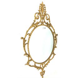 Decorative late 18th century design gilt framed wall mirror, the frame with conforming scrolled acanthus leaves enclosing a bevelled plate, 95cm x 50cm