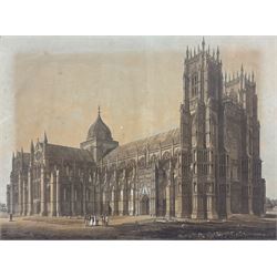 Frederick C Lewis (British 1779-1856) after John C Buckler (British 1770-1851): 'North-West View of Beverley Minster - Yorkshire', aquatint engraving with hand colouring pub. 1816, 46cm x 61cm