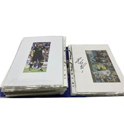 Leeds United football club - various autographs and signatures including Luciano Becchio, Kasper Schmeichel, Alex Bruce, Simon Grayson etc, in one folder