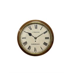 John Rodgers of Cambridge - 8-day chain fusee wall clock c1910, with a mahogany wooden dial surround, pendulum regulation door and spun brass bezel, 12