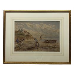Kate E Booth (British fl.1850-1898): 'Spreading the Nets', watercolour signed and titled 33cm x 49cm