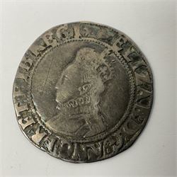Elizabeth I hammered silver shilling, sixth issue, without rose or date