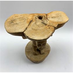 African carved Luba type stool, H33cm x W34cm 