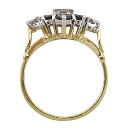 9ct gold sapphire and diamond cluster ring, Sheffield 1991