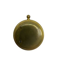 An “improved scale compensated” Victorian pocket barometer/altimeter, with a two-inch diameter silvered dial recording barometric pressure from 21 to 31 inches with predictions, rotating bezel measuring altitude from zero to 10,000 feet, with a fine indicator hand, dial inscribed “T Armstrong & Bros, 88-90 Deansgate Manchester No 1340”, in a gilt case with pendant.
