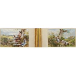 MH Long after Miles Birket Foster (British 1825-1899): Children Playing in a Rural Landscape, pair chromolithographs 25cm x 35cm (2)