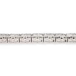 18ct white gold baguette and round brilliant cut diamond bracelet, stamped 750, total diamond weight 15.50 carat